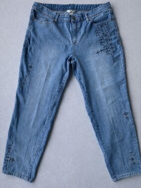 Christopher & Banks Blue Embroidered Straight-Leg Jeans